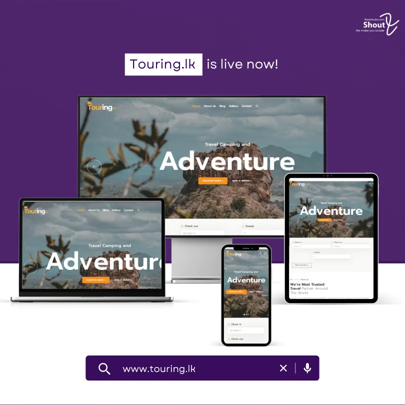 Touring.lk website project artwork from the ShoutX portfolio