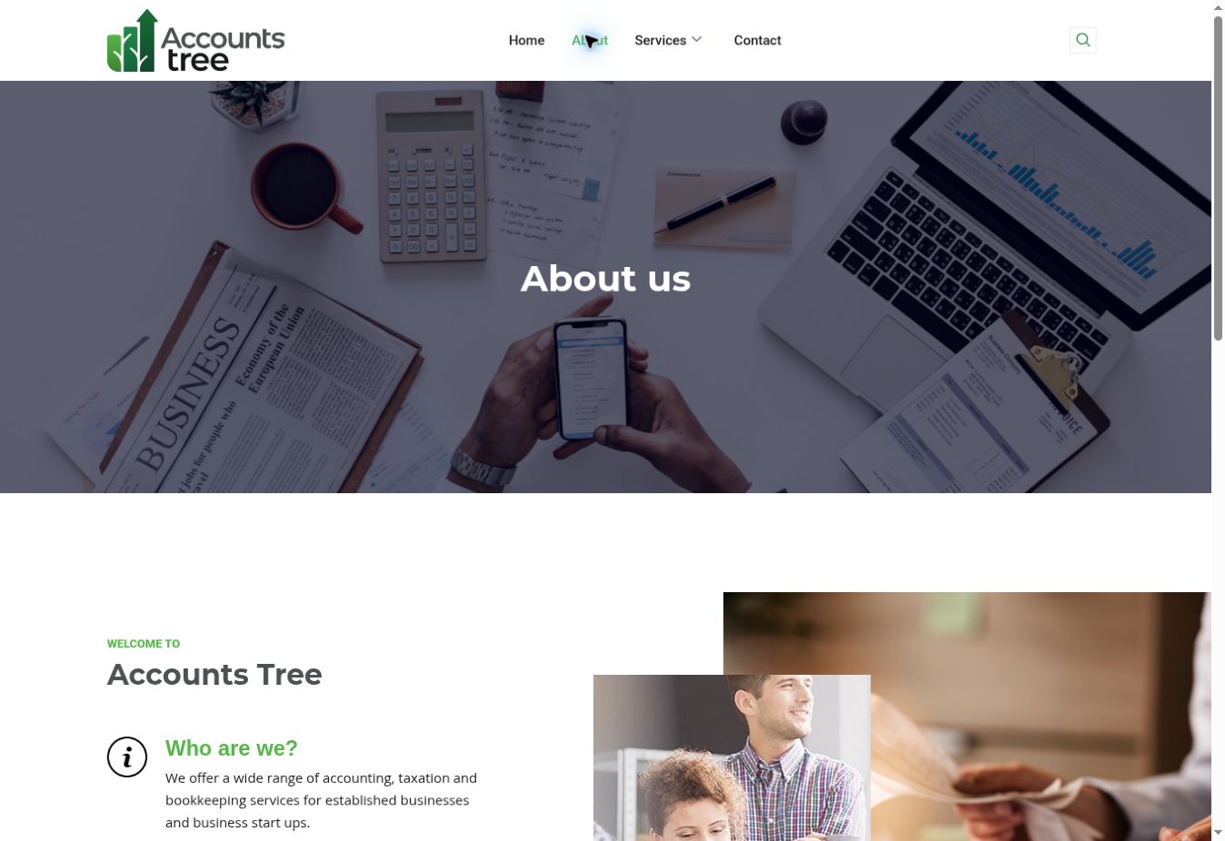 AccountsTree About page captured from the live website